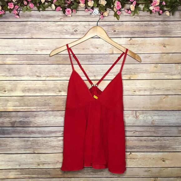 🌷5 for $25  Alice + Olivia Red Strappy Tank Top - Picture 1 of 7
